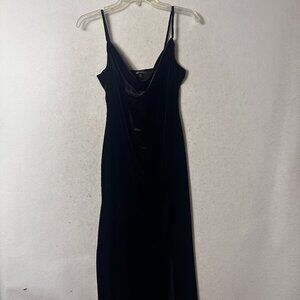 dress women P Med Whimsigoth Crushed Velvet Black Vamp Maxi Goth Glam slit 90's